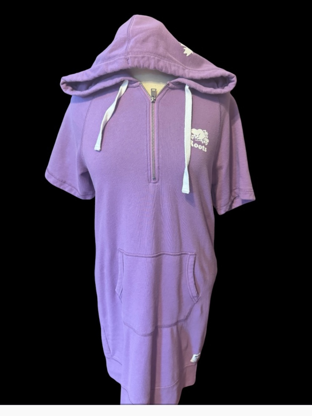 Roots women Purple Short-Sleeve Hoodie Dress size L in like new condition
